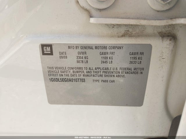 2010 Cadillac Cts Performance მანქანა იყიდება აუქციონზე, vin: 1G6DL5EG8A0107703, აუქციონის ნომერი: 45274884