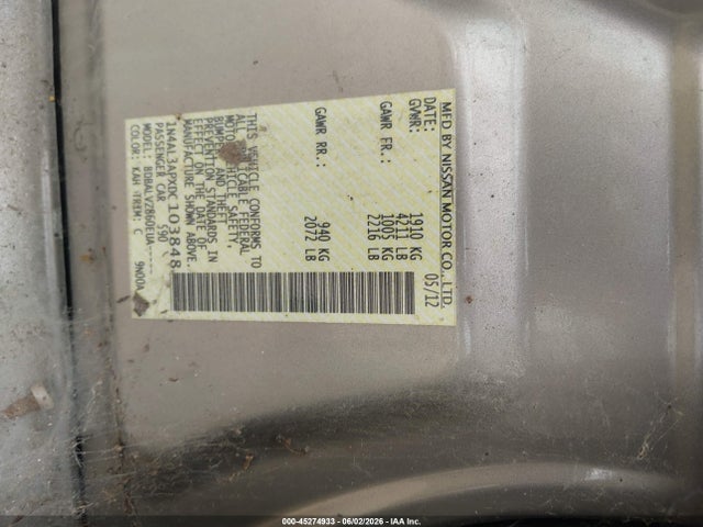 Aukcja sprzedaży 2013 Nissan Altima 2.5 Sl, vin: 1N4AL3APXDC103848, numer aukcji: 45274933