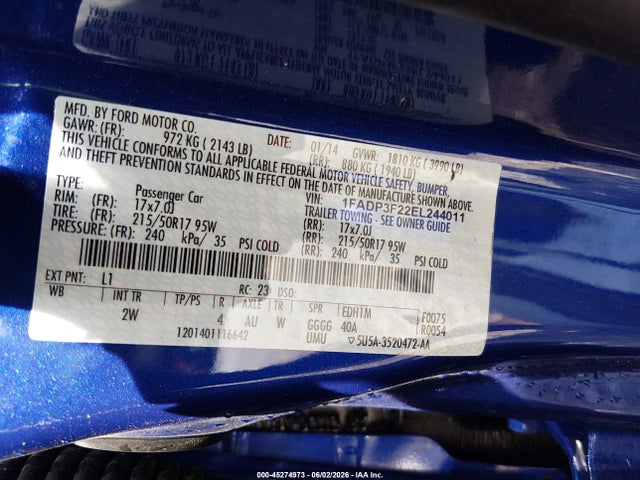 Ford FOCUS SE 2014 1FADP3F22EL244011 Image 9