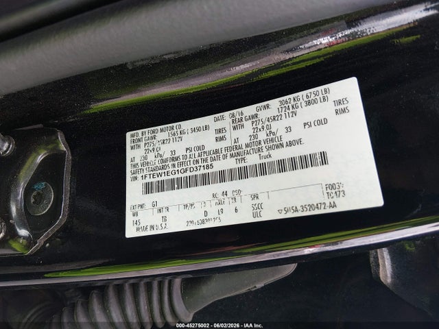 Ford F-150 Limited 2016 1FTEW1EG1GFD37185 Image 9