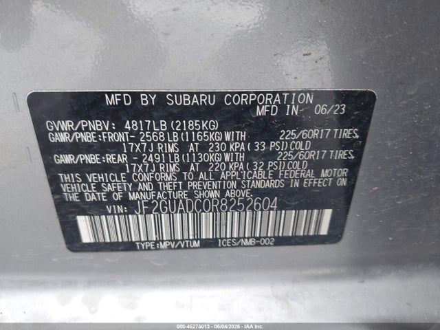 Продаж на аукціоні авто 2024 Subaru Crosstrek Premium, vin: JF2GUADC0R8252604, номер лоту: 45275013