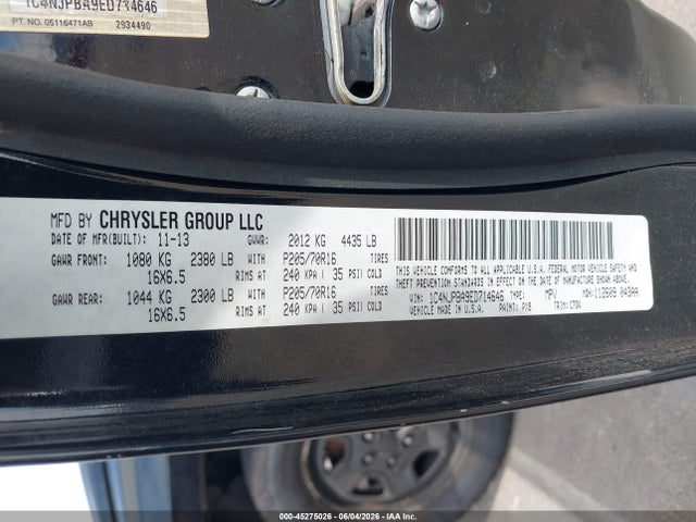 Aukcja sprzedaży 2014 Jeep Patriot Sport, vin: 1C4NJPBA9ED714646, numer aukcji: 45275026