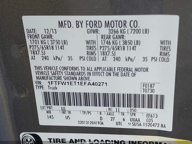 Aukcja sprzedaży 2014 Ford F-150 Xlt, vin: 1FTFW1ET1EFA40271, numer aukcji: 45275034