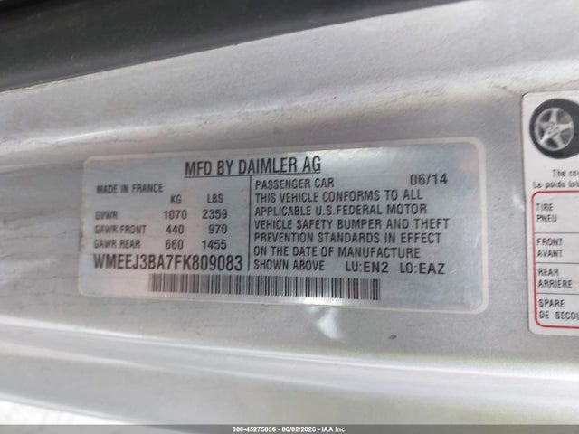 Aukcja sprzedaży 2015 Smart Fortwo Pure, vin: WMEEJ3BA7FK809083, numer aukcji: 45275036