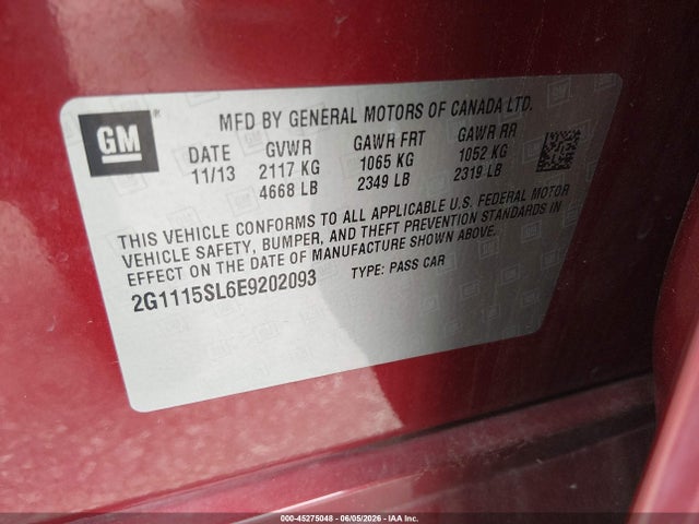 2G1115SL6E9202093 Chevrolet IMPALA 1LT
