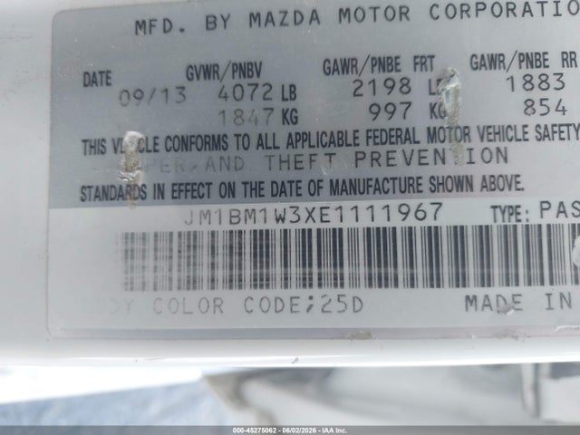 JM1BM1W3XE1111967 Mazda Mazda3 S Grand Touring