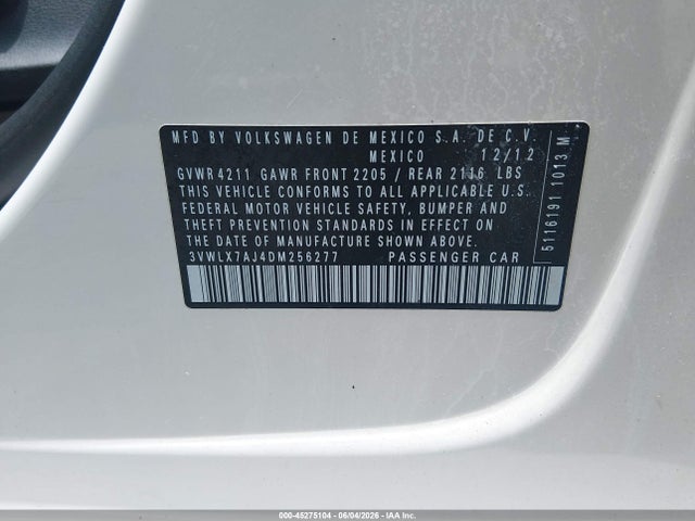 45275104 :رقم المزاد ، 3VWLX7AJ4DM256277 vin ، 2013 Volkswagen Jetta 2.5l Sel مزاد بيع