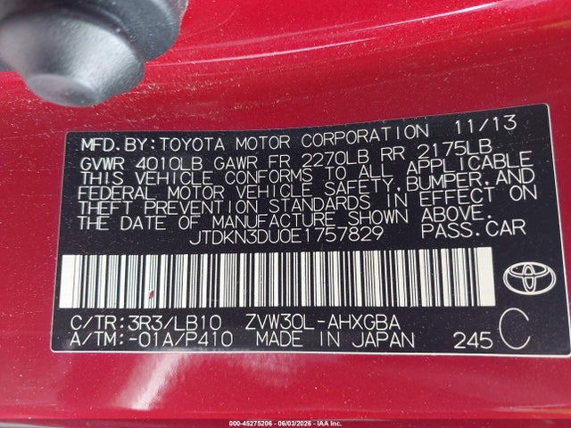 Toyota Prius Four 2014 JTDKN3DU0E1757829 Image 9