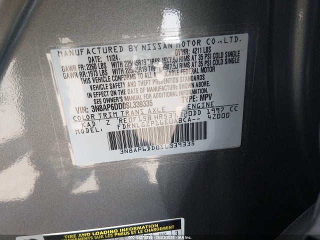 3N8AP6DD0SL339335 Nissan Kicks Sr Intelligent Awd
