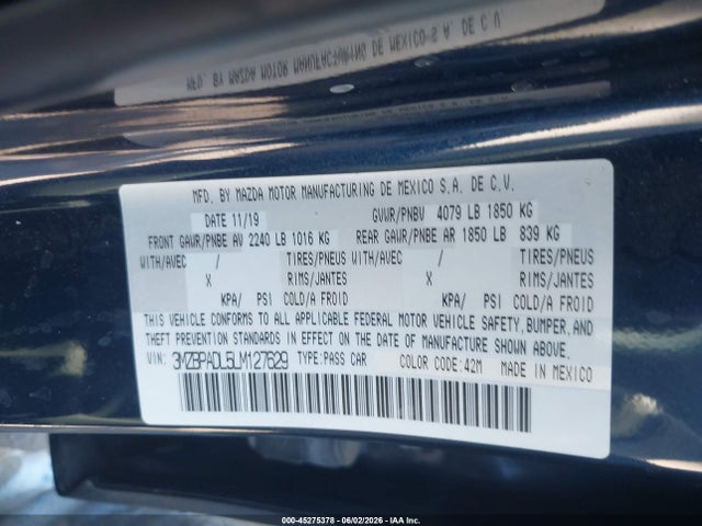 Mazda Mazda3 Preferred Package 2020 3MZBPADL5LM127629 Image 9