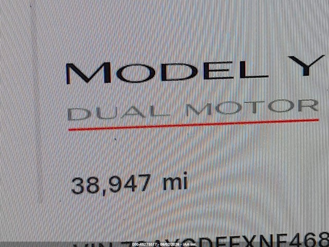 45275577 :رقم المزاد ، 7SAYGDEFXNF468378 vin ، 2022 Tesla Model Y Performance Dual Motor All-wheel Drive مزاد بيع