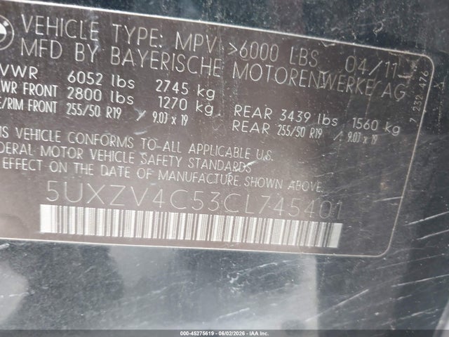 Aukcja sprzedaży 2012 Bmw X5 Xdrive35i/xdrive35i Premium/xdrive35i Sport Activity, vin: 5UXZV4C53CL745401, numer aukcji: 45275619