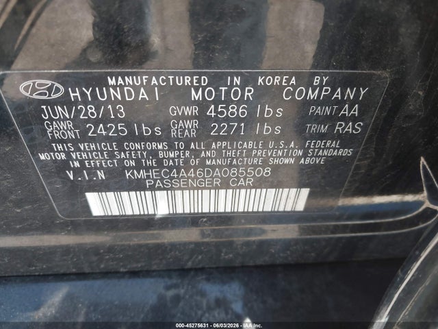 Продаж на аукціоні авто 2013 Hyundai Sonata Hybrid Limited, vin: KMHEC4A46DA085508, номер лоту: 45275631