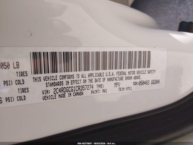 Aukcja sprzedaży 2012 Dodge Grand Caravan Sxt, vin: 2C4RDGCG1CR357274, numer aukcji: 45275667