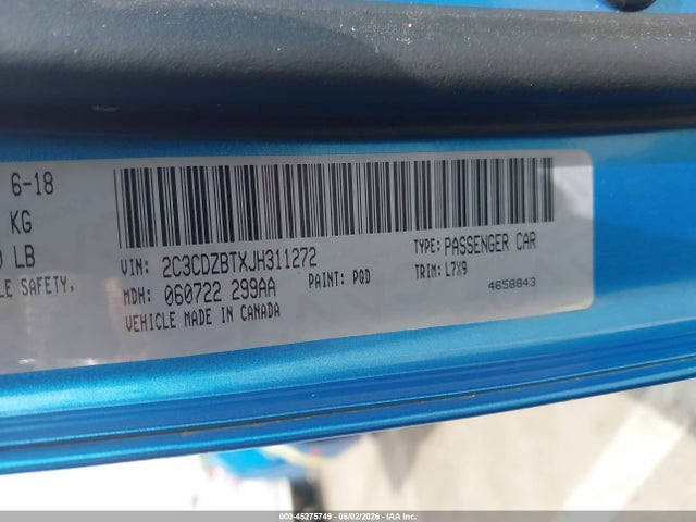Продаж на аукціоні авто 2018 Dodge Challenger R/t, vin: 2C3CDZBTXJH311272, номер лоту: 45275749