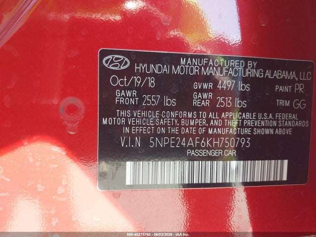 Hyundai SONATA SE 2019 5NPE24AF6KH750793 Image 9