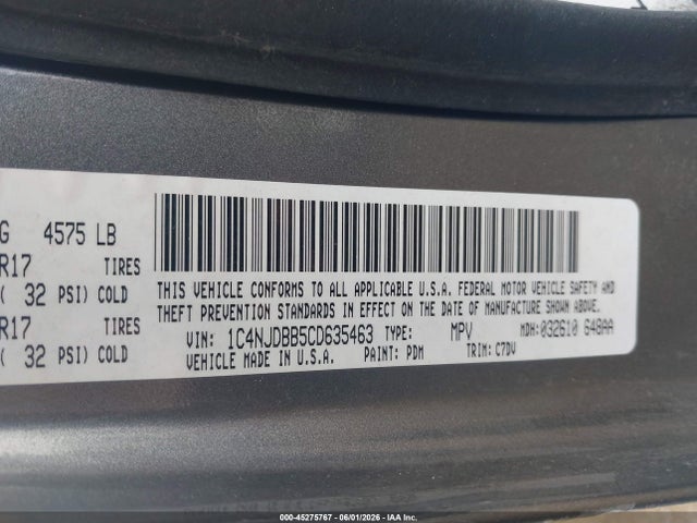 Aukcja sprzedaży 2012 Jeep Compass Sport, vin: 1C4NJDBB5CD635463, numer aukcji: 45275767