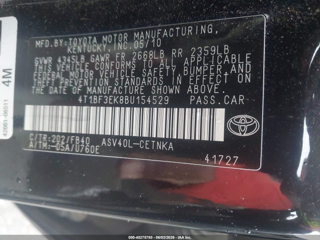 Aukcja sprzedaży 2011 Toyota Camry, vin: 4T1BF3EK8BU154529, numer aukcji: 45275780