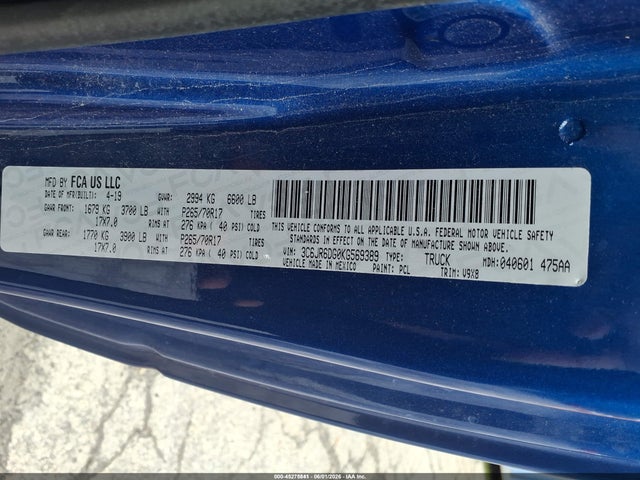 3C6JR6DG0KG569389 RAM 1500 Classic Tradesman 4x2 8&#039; Box