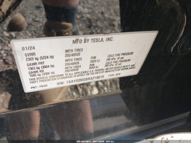 Продажа на аукционе авто 2024 Tesla Model Y Long Range Dual Motor All-wheel Drive, vin: 7SAYGDEE8RA219619, номер лота: 45275917