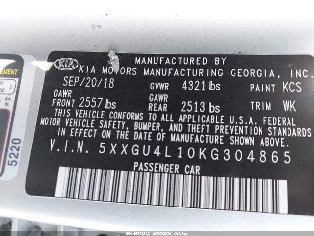 KIA OPTIMA EX 2019 5XXGU4L10KG304865 Image 9