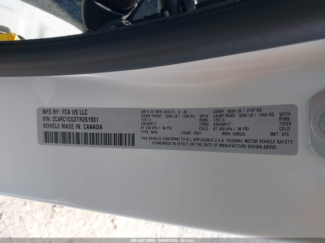 Продажа на аукционе авто 2026 Chrysler Voyager Lx, vin: 2C4RC1CG2TR261931, номер лота: 45275989