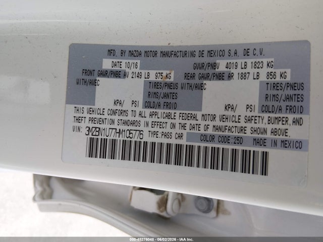 Aukcja sprzedaży 2017 Mazda Mazda3 Sport, vin: 3MZBN1U77HM105776, numer aukcji: 45276048