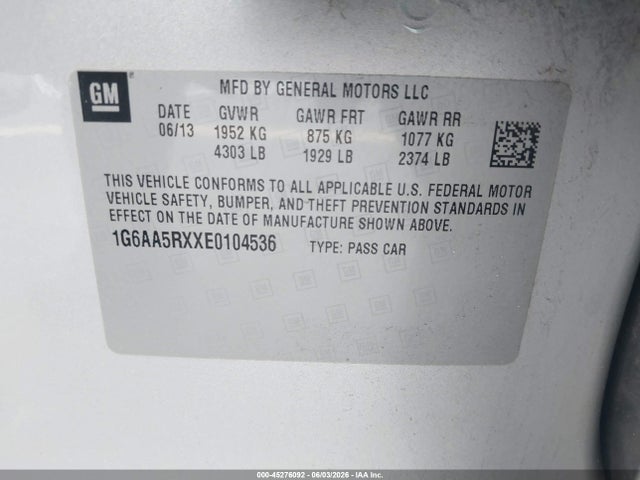 Продажа на аукционе авто 2014 Cadillac Ats Standard, vin: 1G6AA5RXXE0104536, номер лота: 45276092