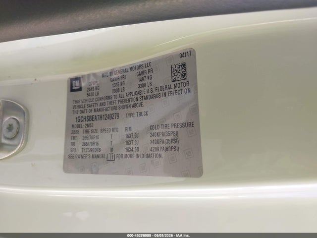 Chevrolet Colorado Wt 2017 1GCHSBEA7H1249279 Image 9