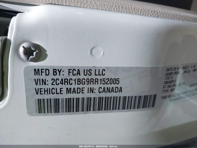 Продаж на аукціоні авто 2024 Chrysler Pacifica Touring L, vin: 2C4RC1BG9RR152005, номер лоту: 45276113