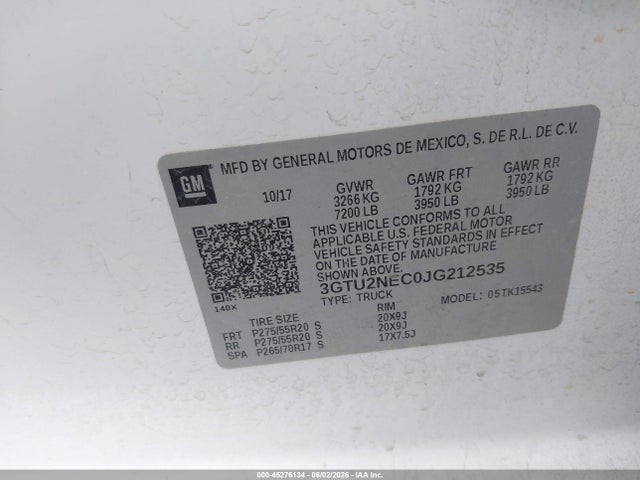 3GTU2NEC0JG212535 GMC Sierra 1500 Slt