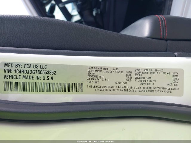 Продаж на аукціоні авто 2025 Dodge Durango Gt Awd, vin: 1C4RDJDG7SC553352, номер лоту: 45276154