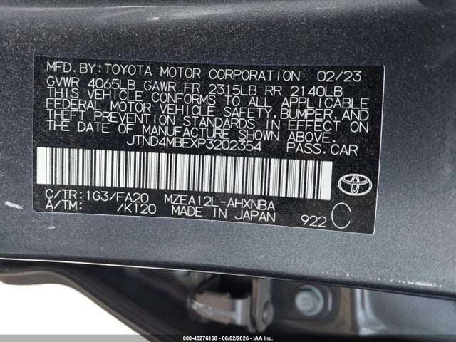 JTND4MBEXP3202354 Toyota COROLLA SE