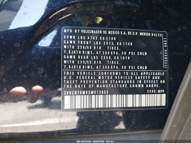 3VVCR7RM9SM013655 Volkswagen Tiguan 2.0t S