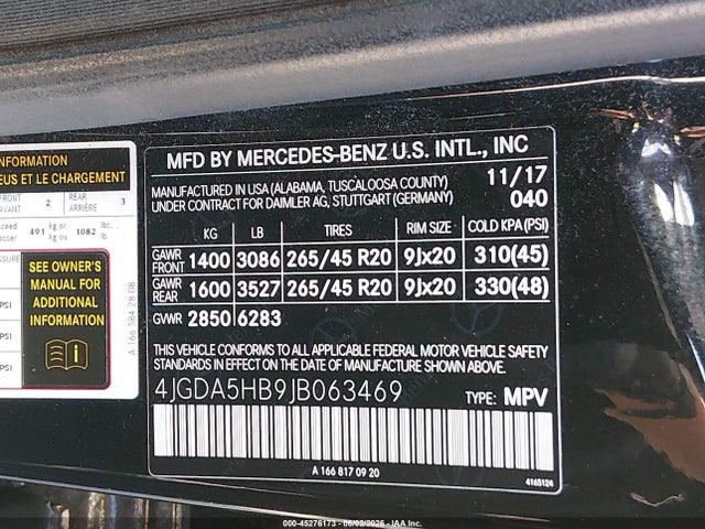 4JGDA5HB9JB063469 Mercedes-Benz Gle 350 4matic