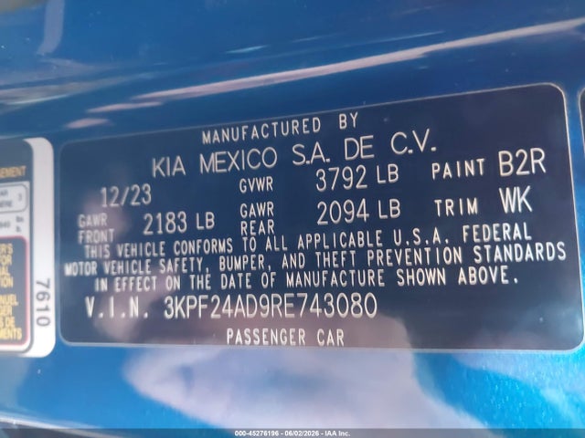 KIA Forte Lxs 2024 3KPF24AD9RE743080 Image 9