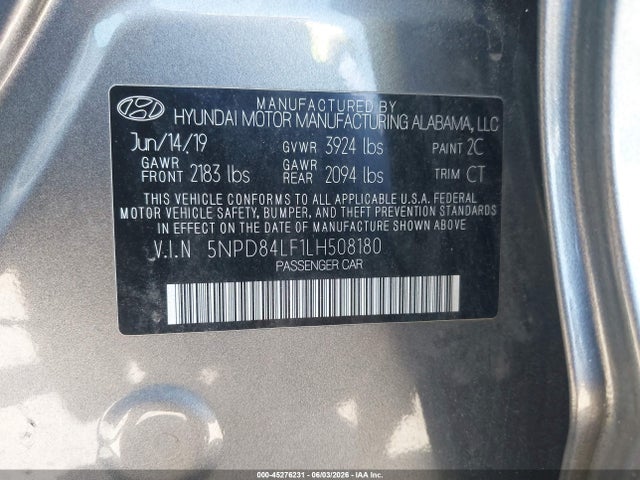 5NPD84LF1LH508180 Hyundai ELANTRA SEL