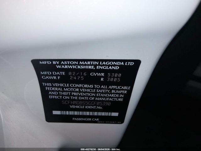 Aston Martin RAPIDE S 2016 SCFHMDBS5GGF05390 Image 9