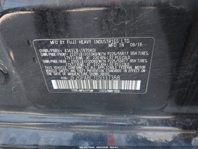 Subaru Crosstrek 2.0i Premium 2016 JF2GPABC7G9337358 Image 9