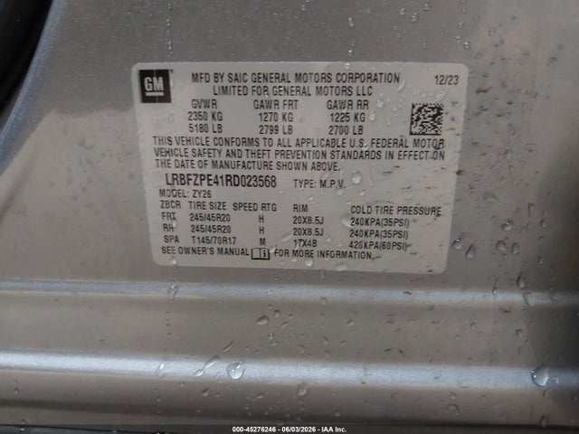 2024 Buick Envision Sport Touring Awd მანქანა იყიდება აუქციონზე, vin: LRBFZPE41RD023568, აუქციონის ნომერი: 45276246