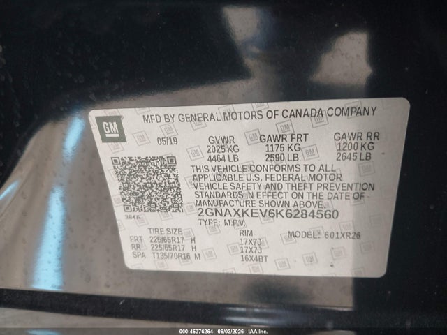 Chevrolet EQUINOX LT 2019 2GNAXKEV6K6284560 Image 9
