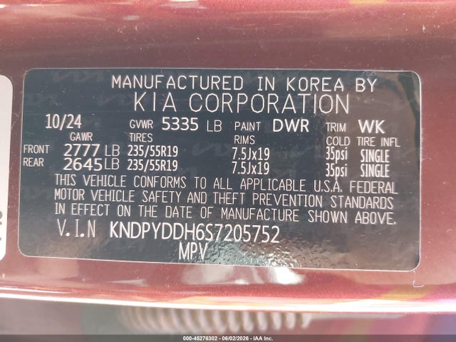 Продаж на аукціоні авто 2025 Kia Sportage Plug-in Hybrid X-line, vin: KNDPYDDH6S7205752, номер лоту: 45276302