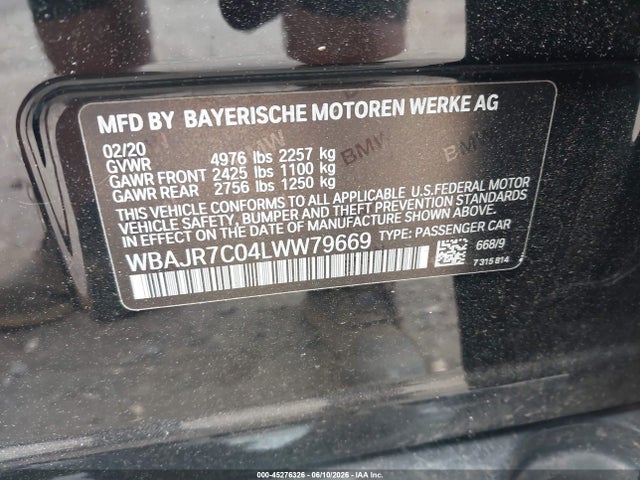 Продажа на аукционе авто 2020 Bmw 530i Xdrive, vin: WBAJR7C04LWW79669, номер лота: 45276326