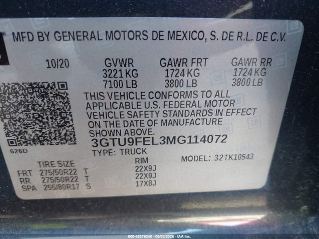 Продаж на аукціоні авто 2021 Gmc Sierra 1500 4wd  Short Box Denali, vin: 3GTU9FEL3MG114072, номер лоту: 45276340