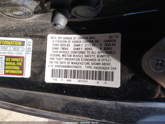Продажа на аукционе авто 2013 Honda Civic Si, vin: 2HGFG4A58DH704375, номер лота: 45276421