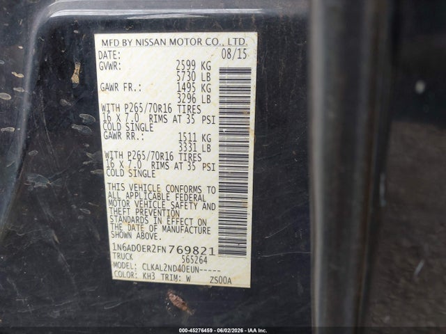 Nissan Frontier Sv 2015 1N6AD0ER2FN769821 Image 9