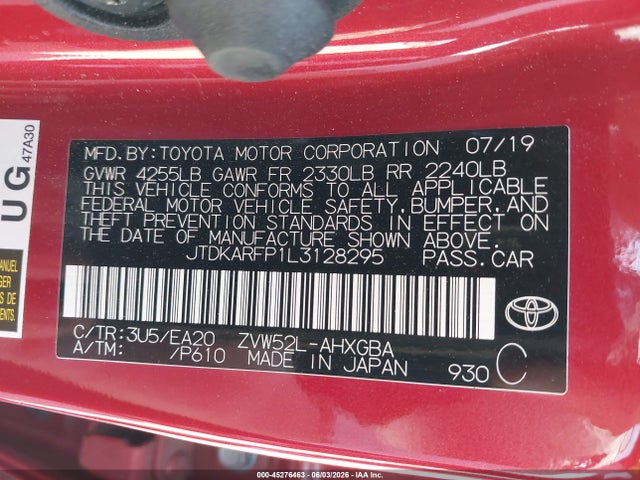 45276463 :رقم المزاد ، JTDKARFP1L3128295 vin ، 2020 Toyota Prius Prime Xle مزاد بيع