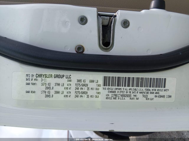 Продаж на аукціоні авто 2011 Ram Ram 1500 Laramie, vin: 1D7RB1CT4BS628265, номер лоту: 45276476