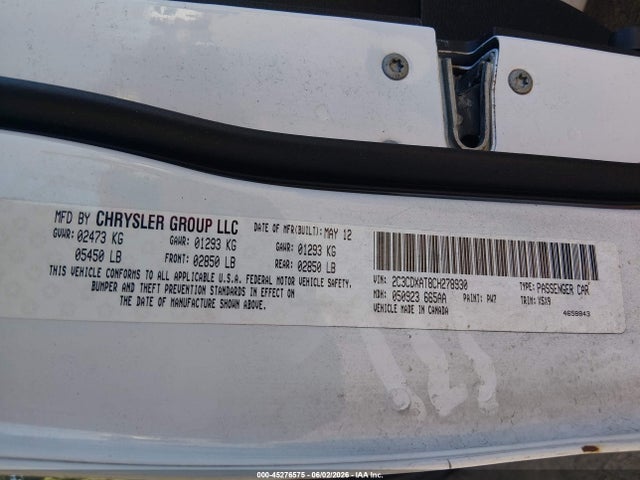 45276575 :رقم المزاد ، 2C3CDXAT8CH278930 vin ، 2012 Dodge Charger Police مزاد بيع