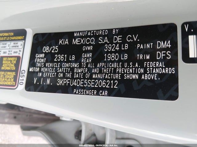 Aukcja sprzedaży 2025 Kia K4 Ex, vin: 3KPFU4DE5SE206212, numer aukcji: 45276584